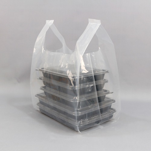 PE 도시락 W형 투명 무지 포장 비닐백 대 (100장)